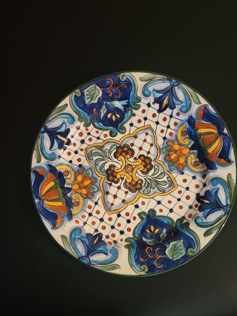 Maxcera Terra Bella Hand-Painted Decorative Ceramic Plate - Multicolor